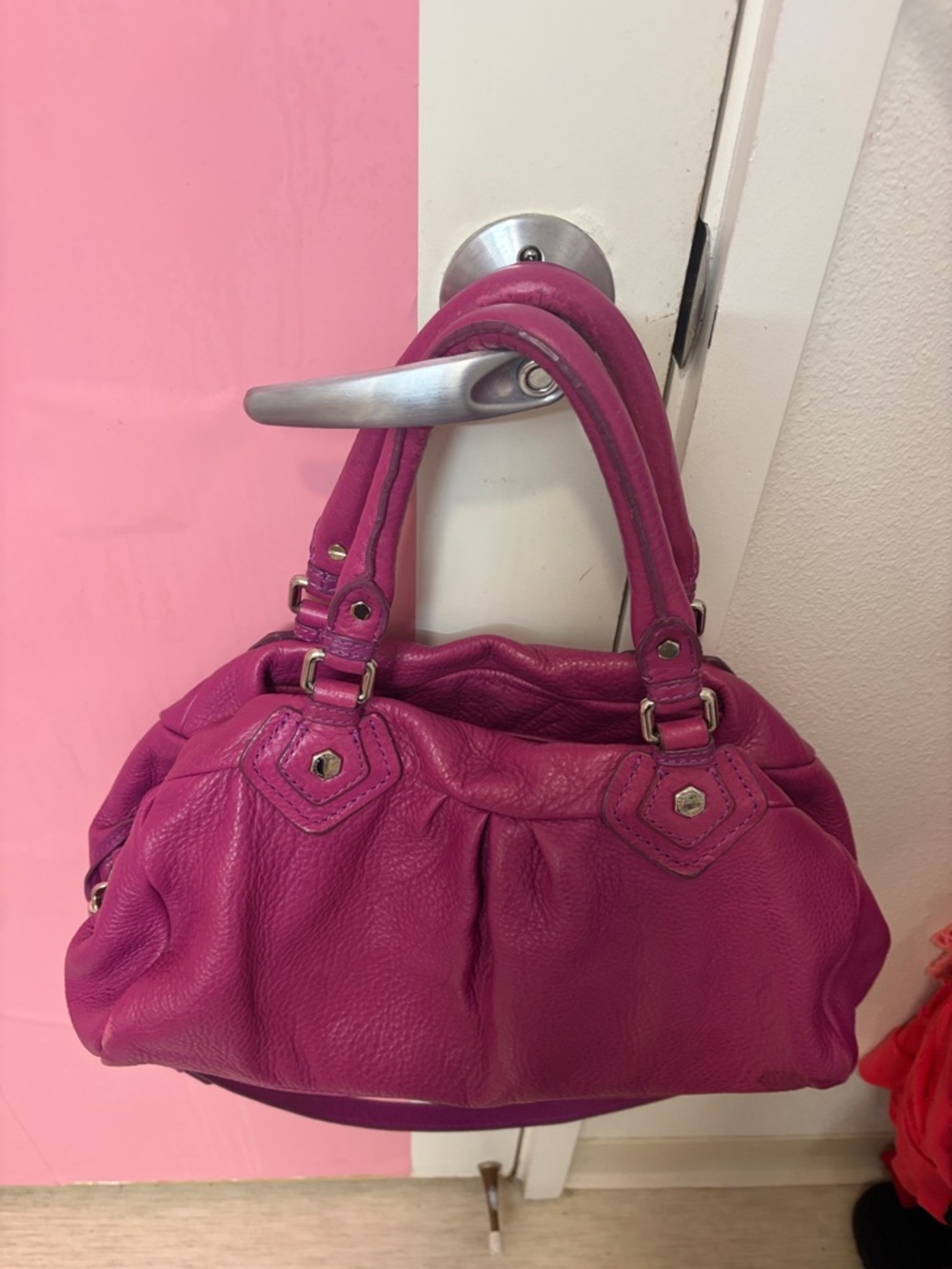 Authentic Marc By Marc Jacobs Hot Pink Pebbled Leather Shoulder Bag Q Baby